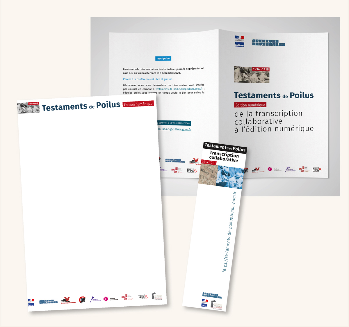 Support de communication pour le lancement du Site Edition numérique des Testaments de Poilus piloté par les Archives Nationales