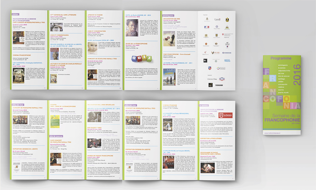 Dépliant programme de l'événement Semaine de la Francophonie pour l'institut français
