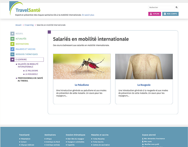 Ergonomie & web Design du site Travel Santé